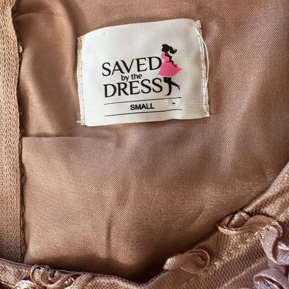 🎁🎄Saved by the Dress Embroidered Ribbon Sheer Mesh Pink Lace High-Low Dress - Picture 4 of 5